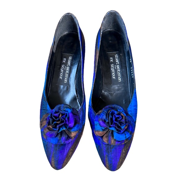 Vintage 1980's Stuart Weitzman Silk and Leather Colorful Pumps Size 7.5 N - Picture 5 of 9